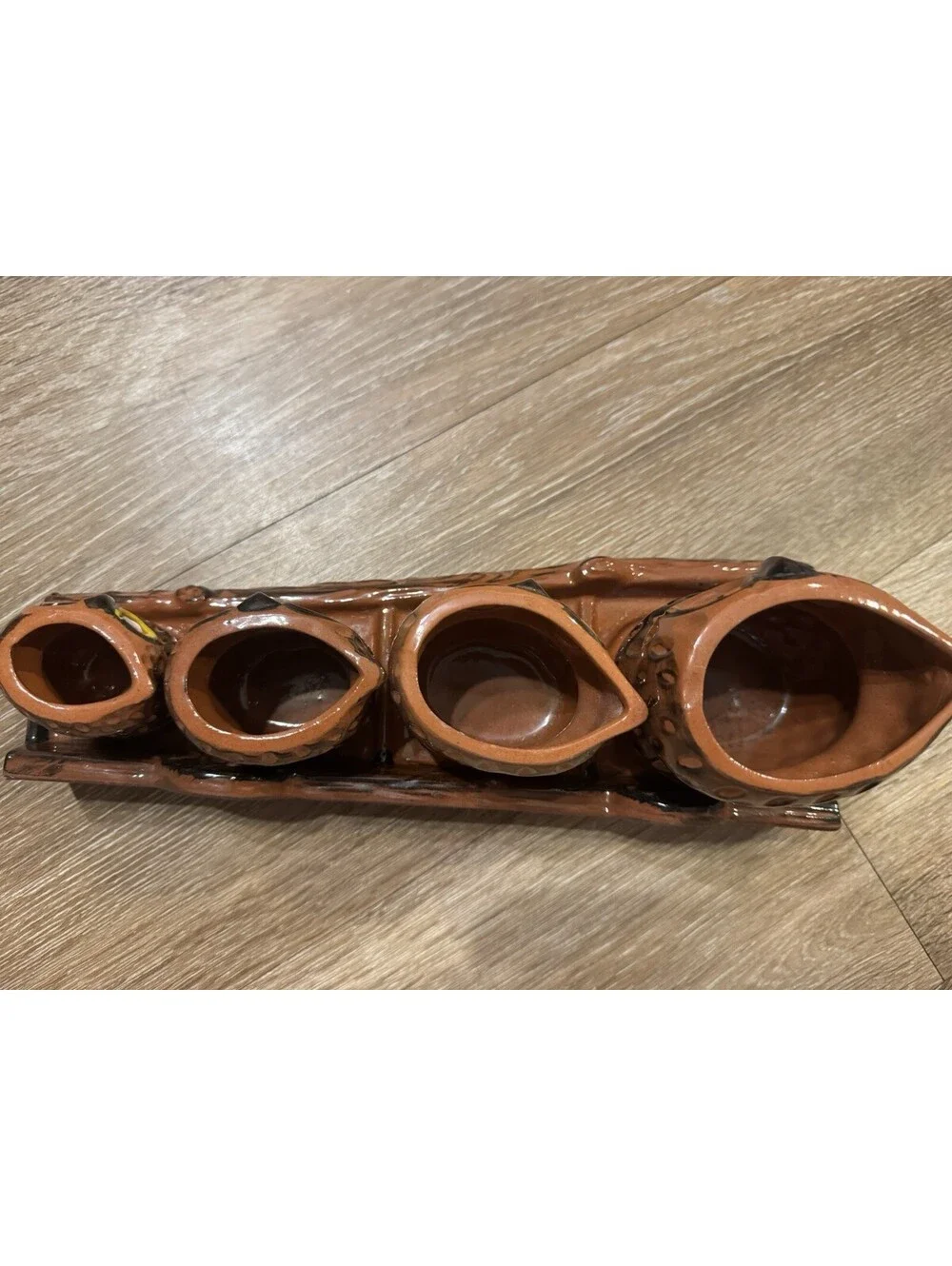 70'Ceramic Owl Measuring Cup Set 4pc w/ Holder Tray Brown/Black 1, 2/3, 1/2, 1/3